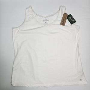 Woolrich Tank Top XXL Norrine Embroidered Neckline Cream & Tan NWT
